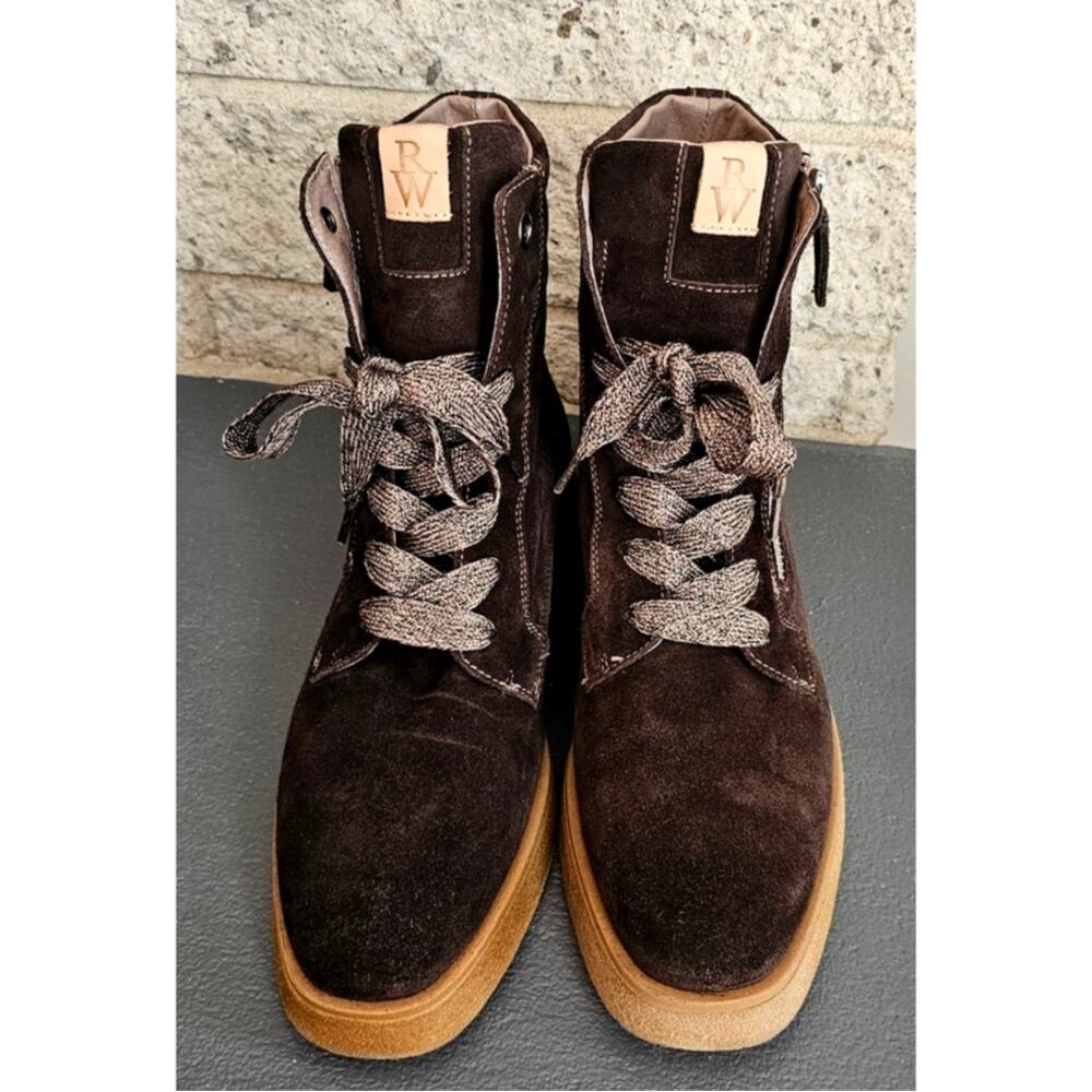 Ron White Hayley Weatherproof Suede Boots Chocolate Brown Lace Up Ankle 41 US 10 - Picture 3 of 11